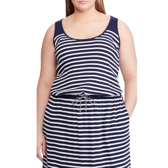 Haut Lauren Ralph Lauren - Rayures Marine Et Blanc - Taille M - Coton 100% - Occasion Très Bon état